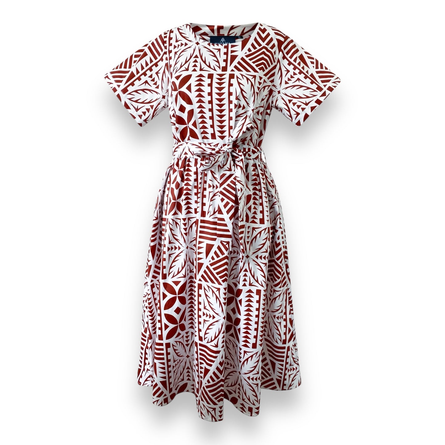 TASI WOMENS DRESS WITH POCKETS - MAROON/WHITE
