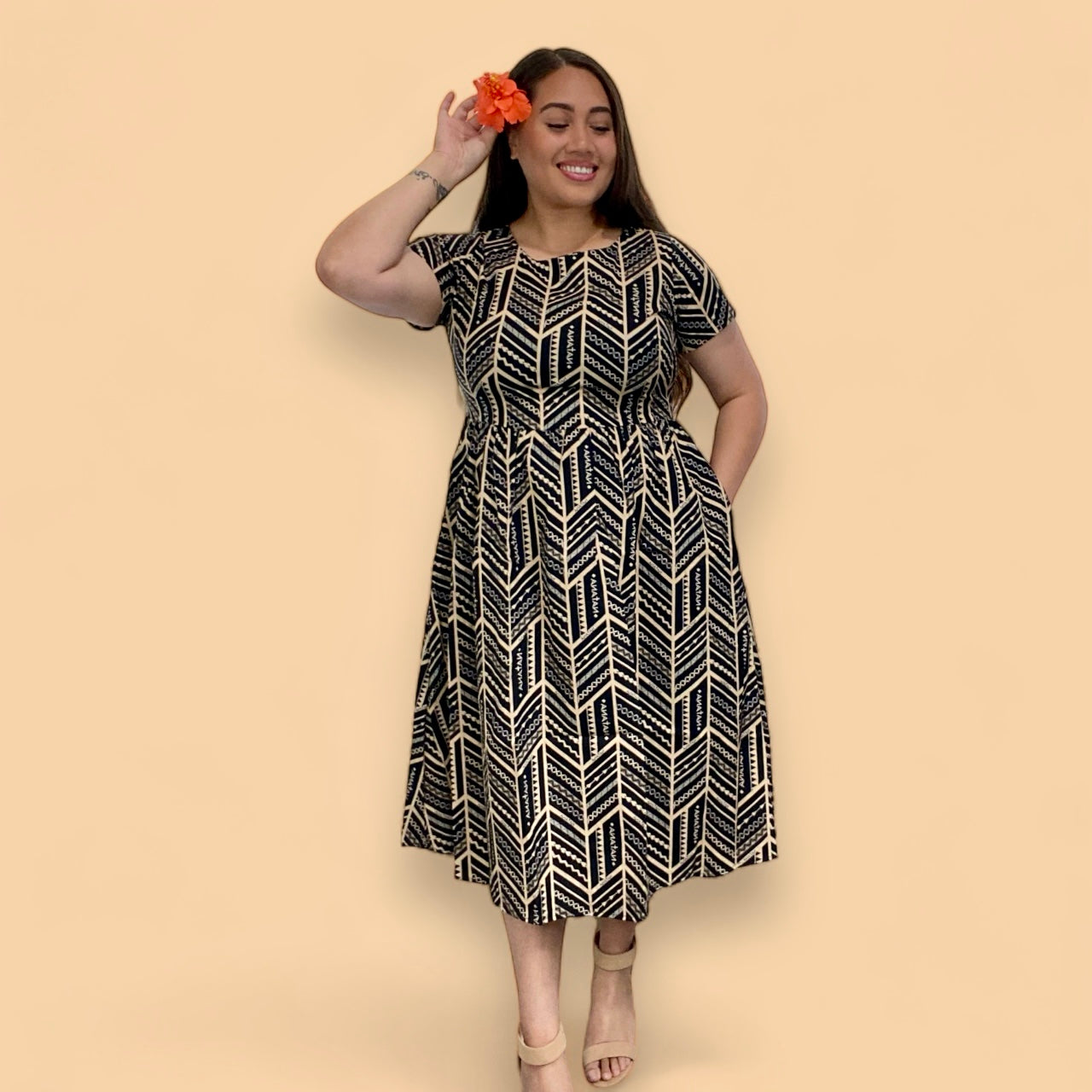 FINAL SALE - TALEI A-LINE MIDI DRESS WITH POCKETS