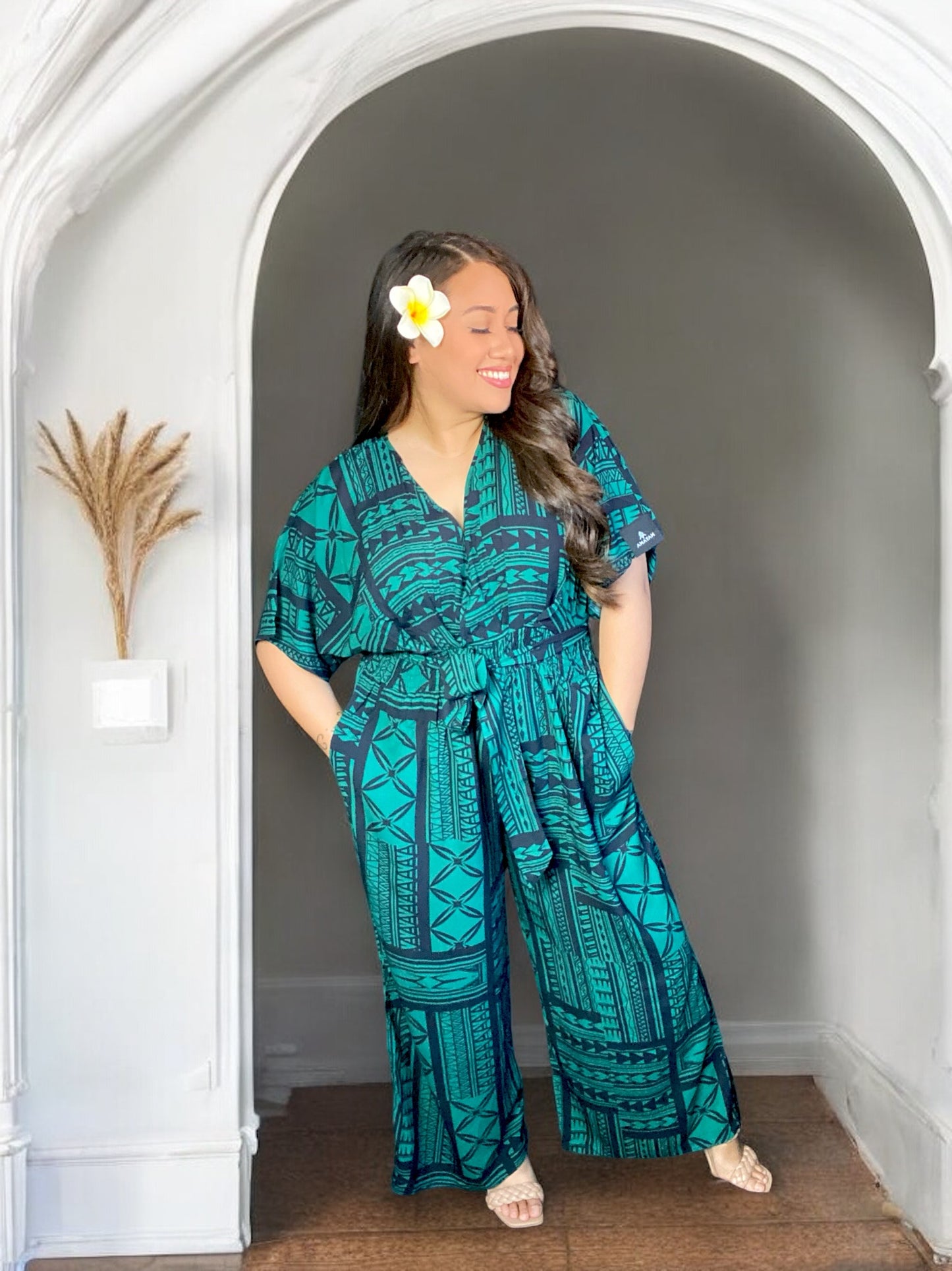NATANA WOMENS JUMPSUIT BROWN BLUE