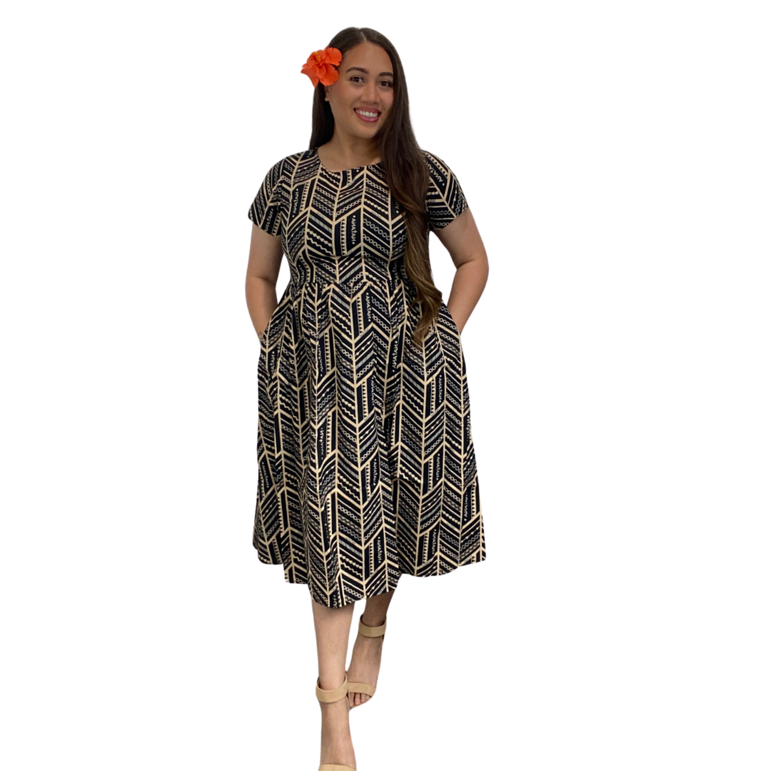 FINAL SALE - TALEI A-LINE MIDI DRESS WITH POCKETS