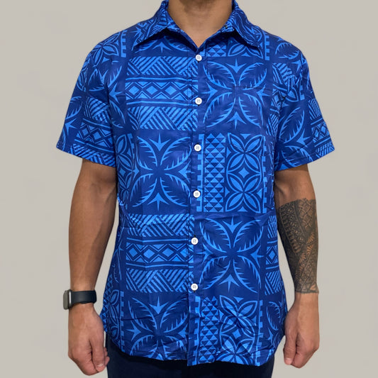 PRE-ORDER ONLY! MADE ON DEMAND. 4 WEEK LEAD TIME - MANAIA MENS SHIRT (BLUE)