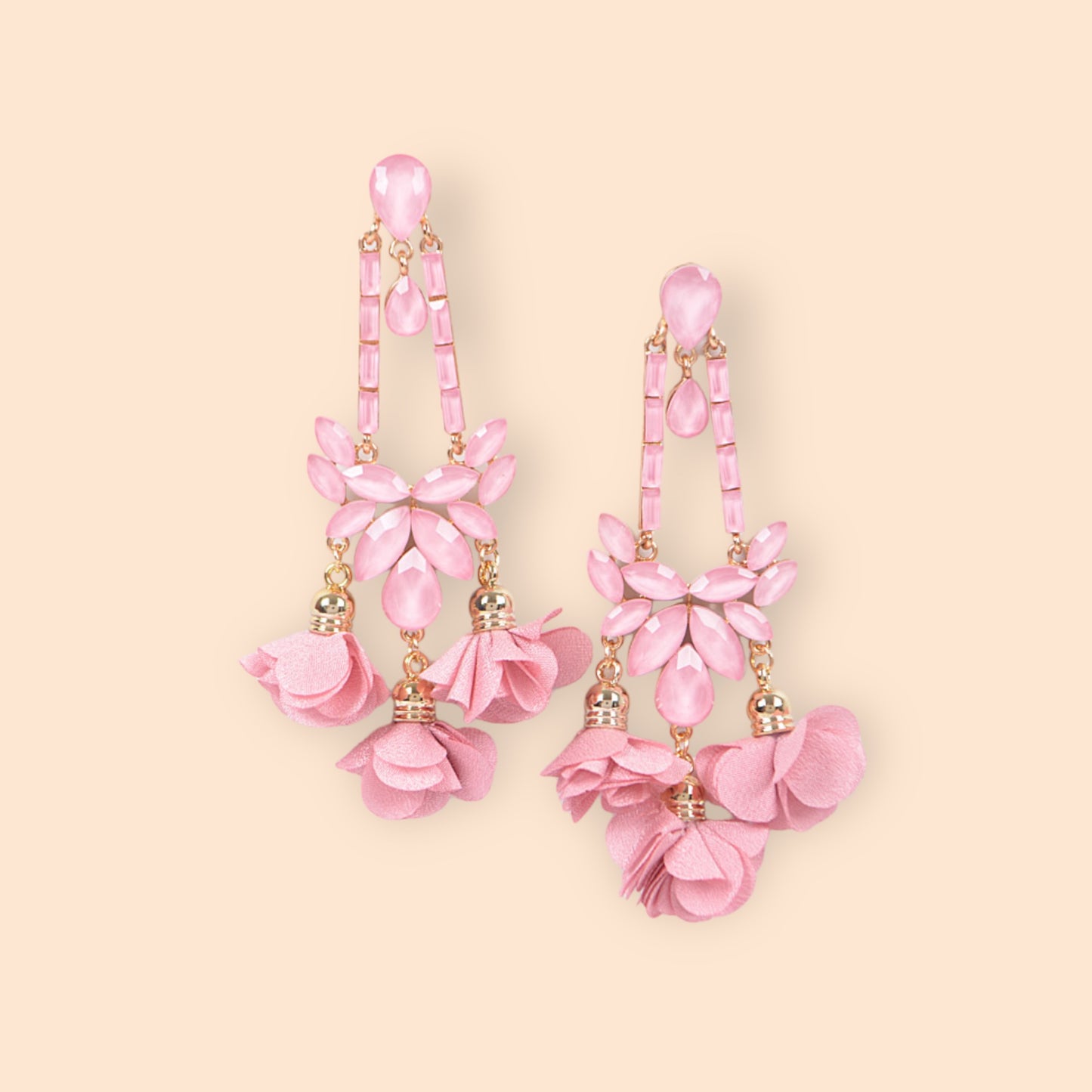 FLORAL DANGLE EARRINGS PINK