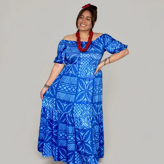PRE-ORDER ONLY! MADE ON DEMAND. 4 WEEK LEAD TIME - MANAIA MAXI DRESS (BLUE)