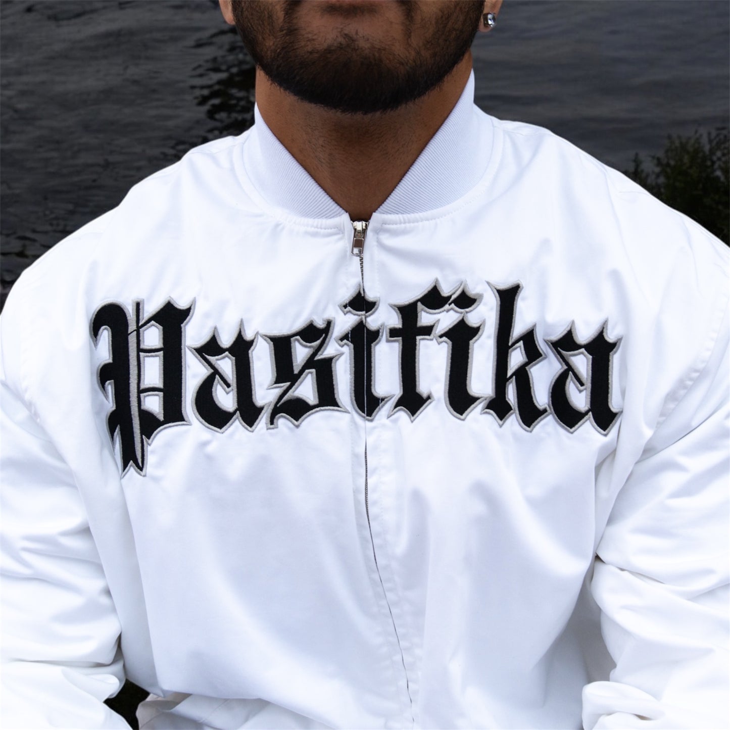 PASIFIKA MENS BOMBER JACKET WHITE