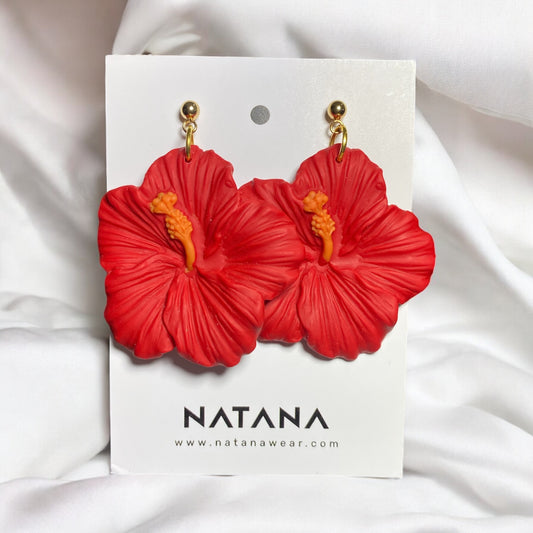 Hibiscus Handmade Clay Earrings